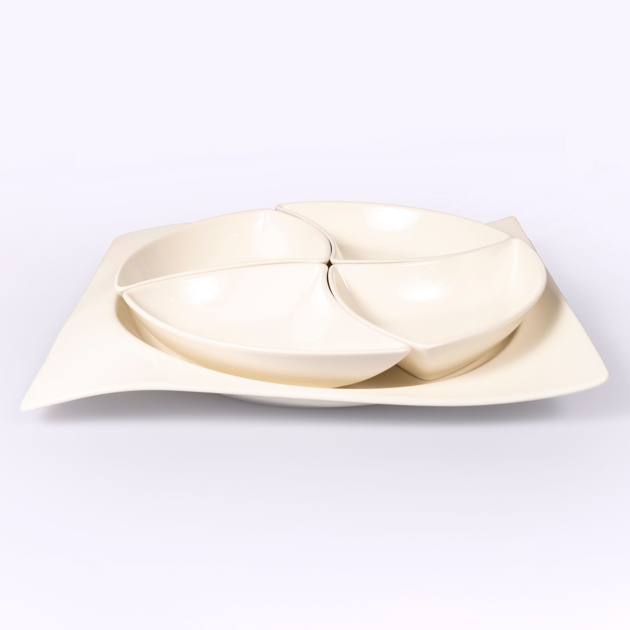 Wachtbordje (bord + 4 bordjes) porcelein