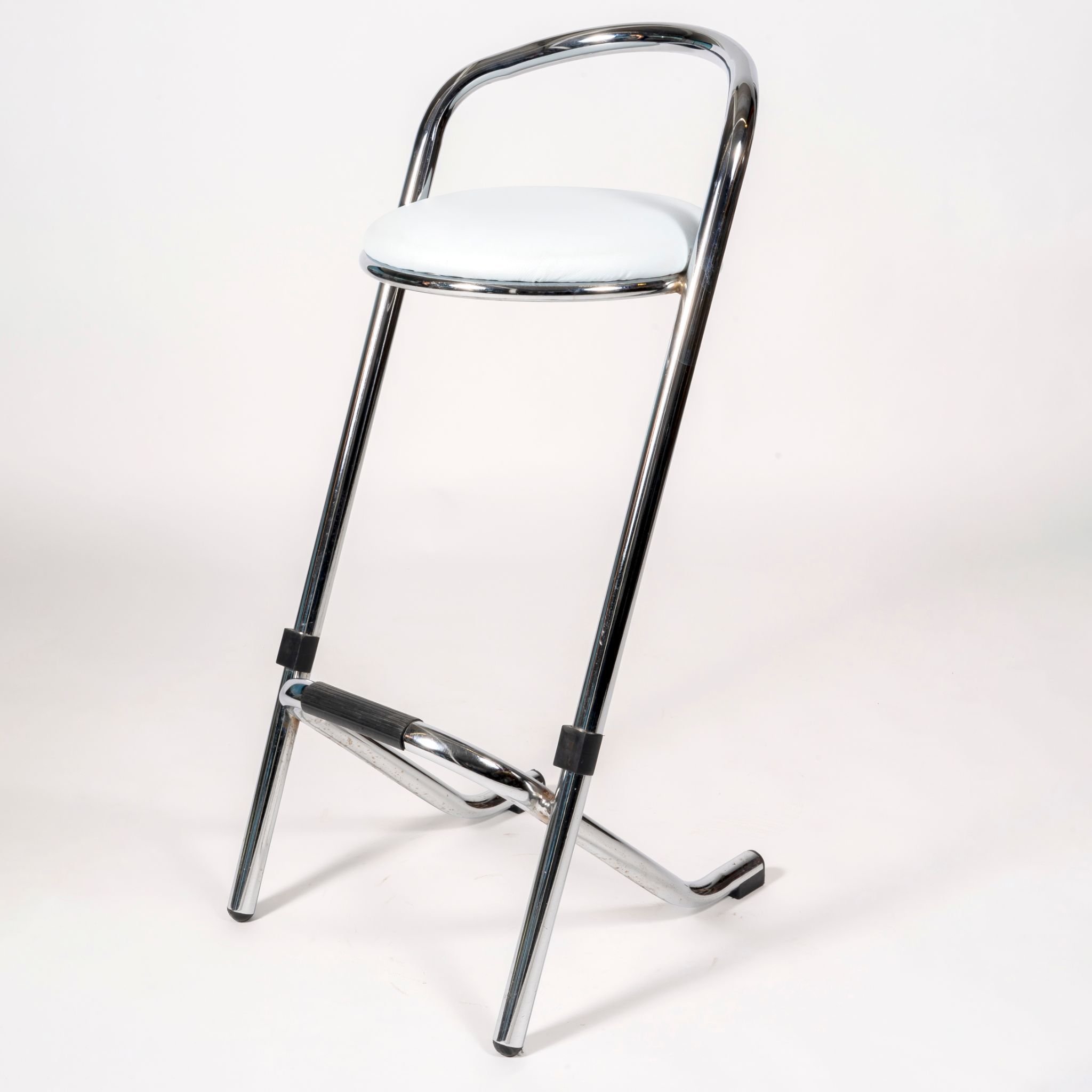 Barkruk "Ensor" chroom met Wit leer