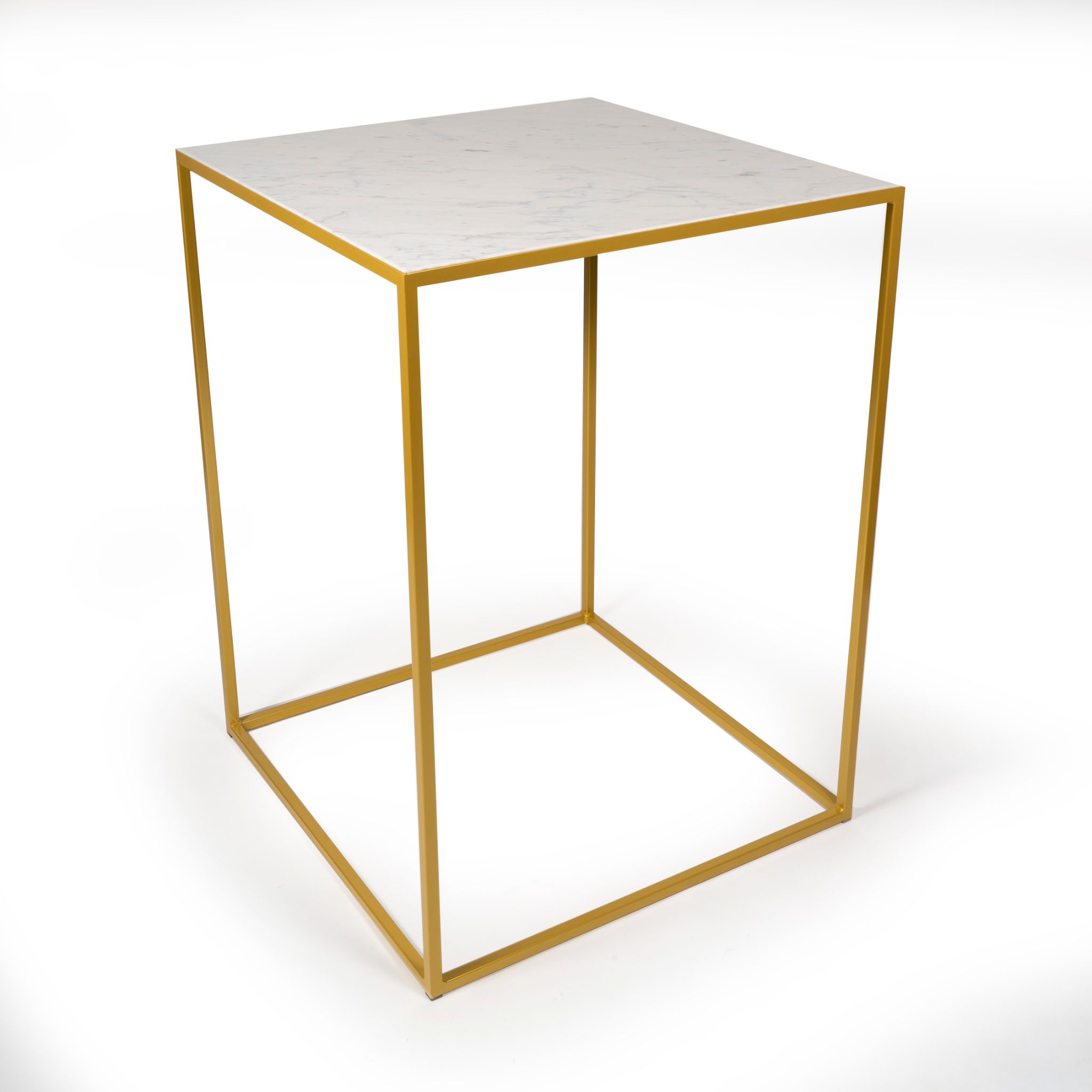 Receptietafel GOUD met Wit Marmer 80x80 H108